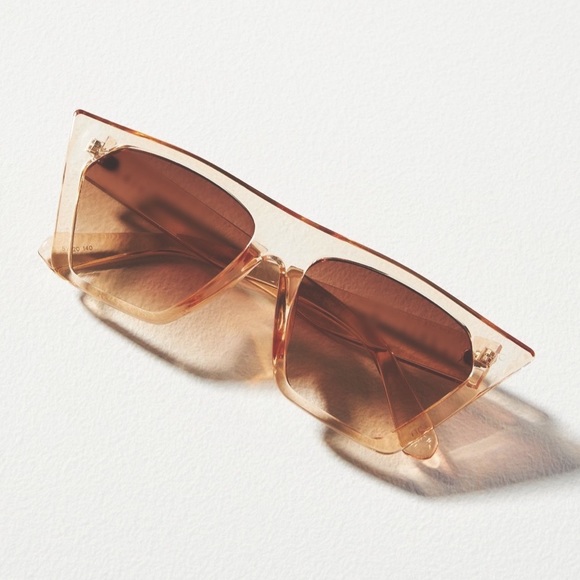 Anthropologie Accessories - Anthropologie Transparent Champagne Tan Rose Square Cat Eye Sunglasses